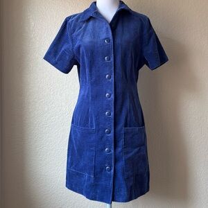 ROLLA'S Corduroy Button-Up Dress Blue Size 10